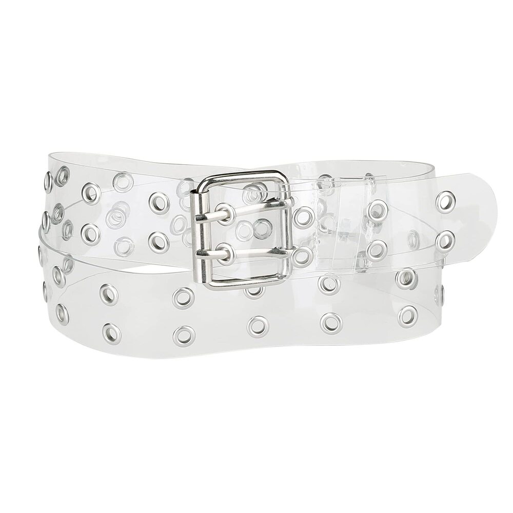 9833 Womens Clear Waist Belts, Plus Size Grommet Transparent Pin Buckle